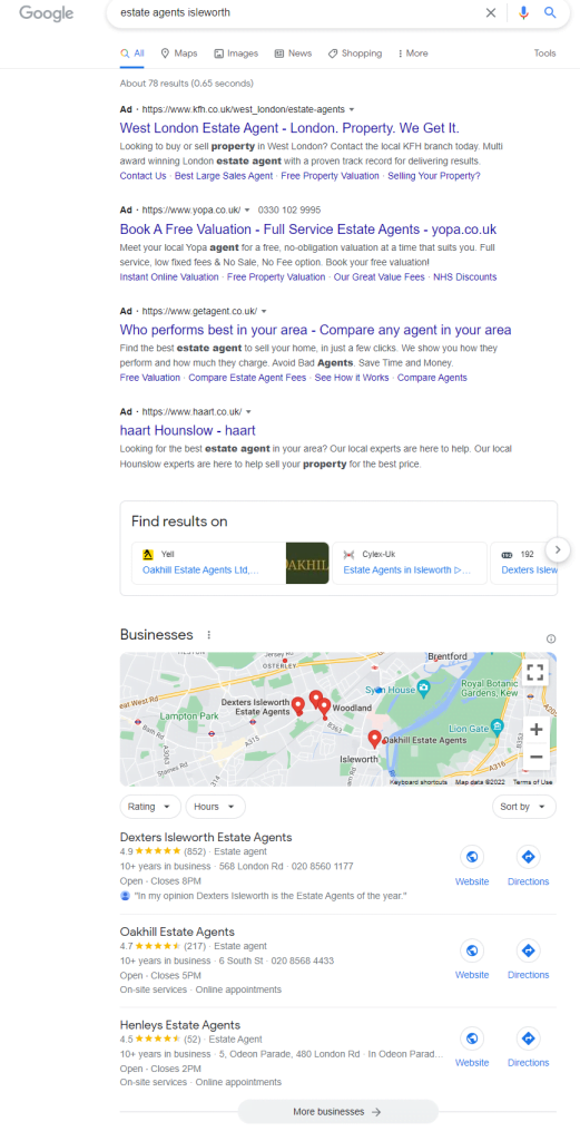 SEO for estate agents letting agents